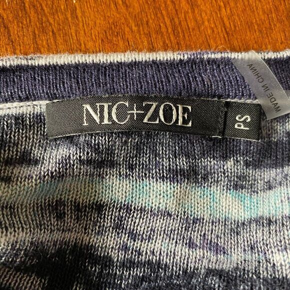 Nic and Zoe Linen Blend Lightweight Painted Stripe Arsty Art to wear Top Size PS - Picture 3 of 4